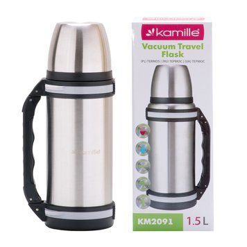 Термос Kamille 1500ml. з нержавіючої сталі з ручкою і ремінцем KM-2091 KM-2091 фото